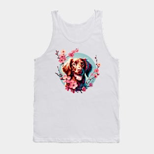 Joyful Boykin Spaniel Amidst Spring Cherry Blossoms Tank Top